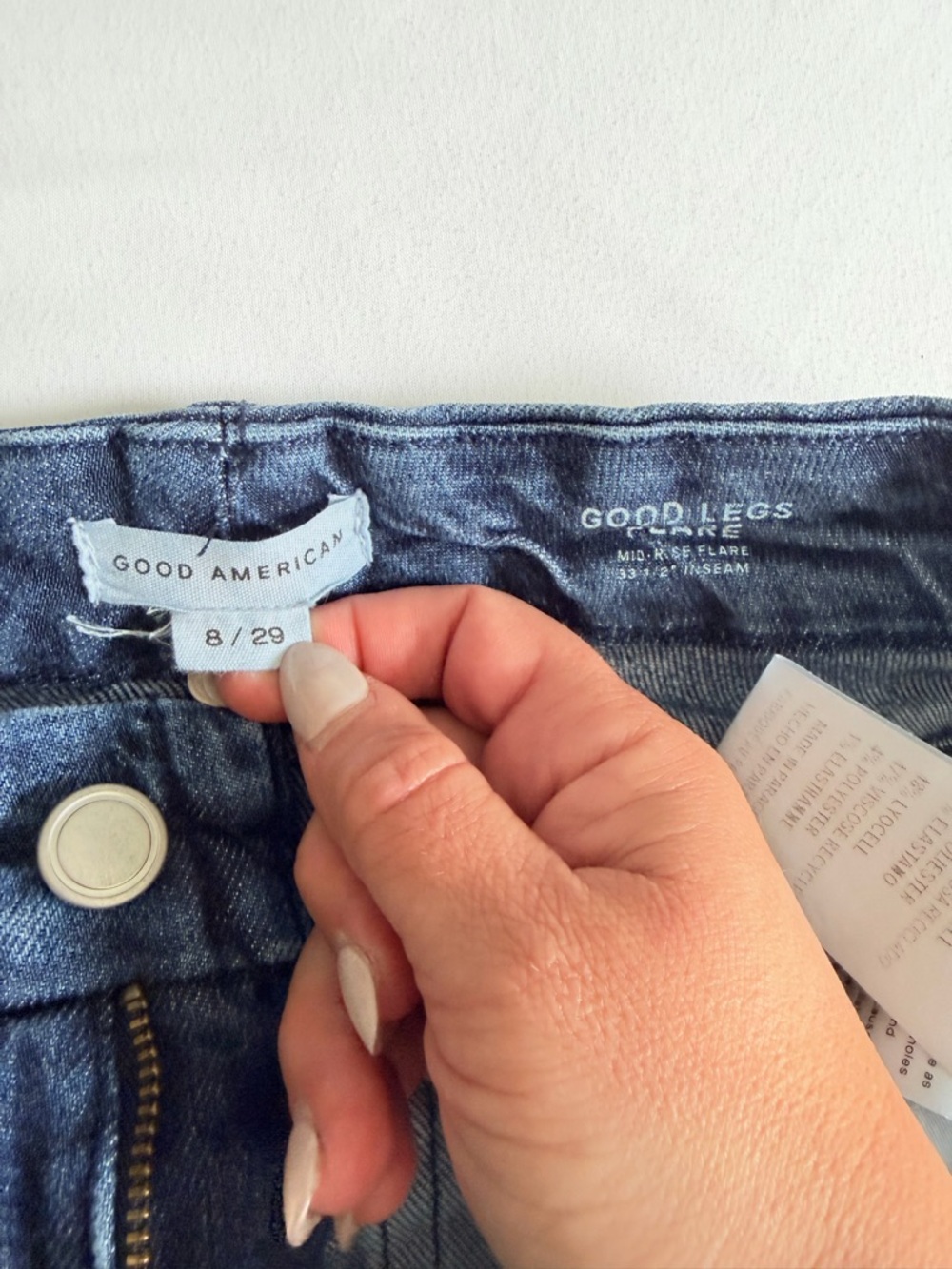 Good American "Soft Tech Good Skate" Indigo Blue Denim High Waist Wide Leg Jean - Picture 11 of 16